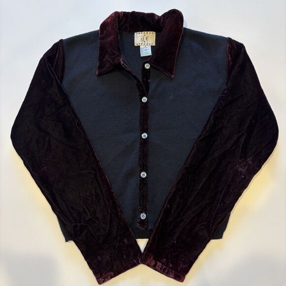 Women’s Velvet Collar Sleeve Button Down Cardigan S Steampunk Goth Punk Renfaire - Picture 4 of 8